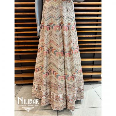 Beige Georgette Embroidered Anarkali
