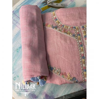 Light Pink Linen Unstitched Suit