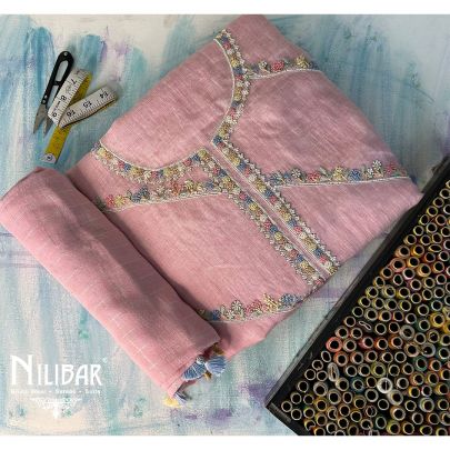 Light Pink Linen Unstitched Suit