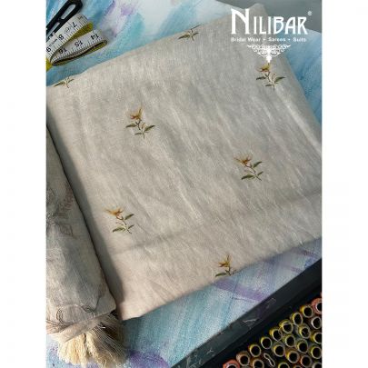 Beige Linen Unstitched Suit