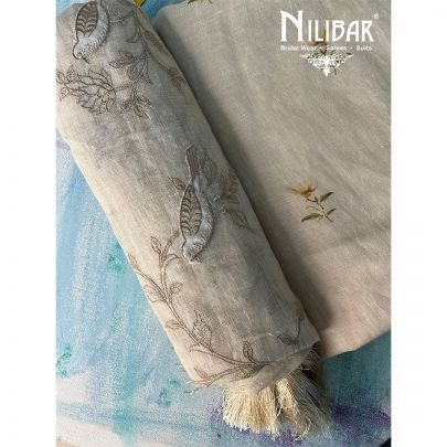 Beige Linen Unstitched Suit