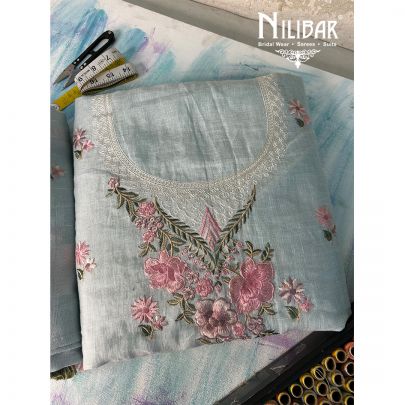 Powder Blue Linen Thread Unstitched Suit