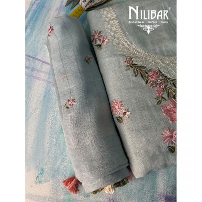Powder Blue Linen Thread Unstitched Suit