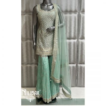 Mint Green Silk Garara Suit