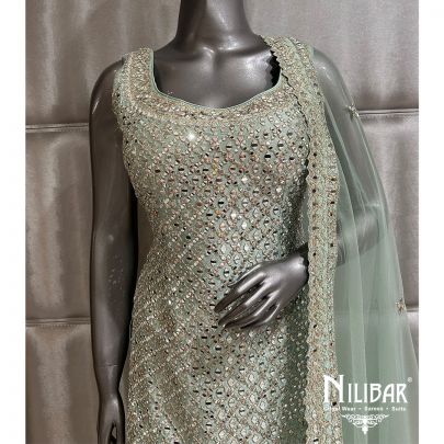 Mint Green Silk Garara Suit