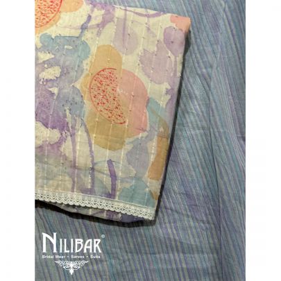 Cream Linen Cotton Unstitched Suit