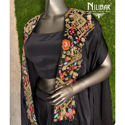 Black Satin Drape Set