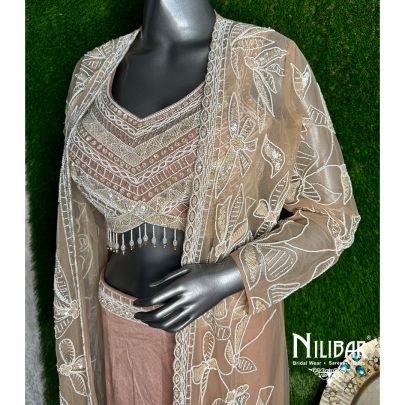 Peach Chinon Jacket Style Set