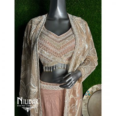 Peach Chinon Jacket Style Set