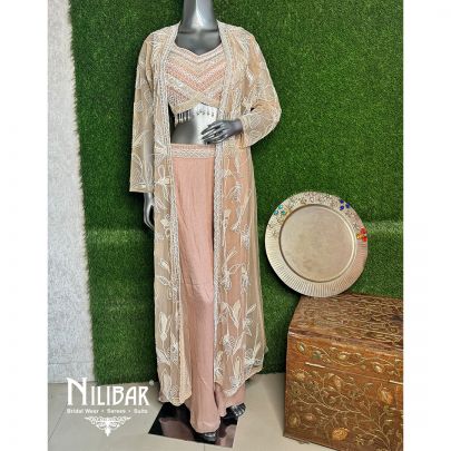 Peach Chinon Jacket Style Set