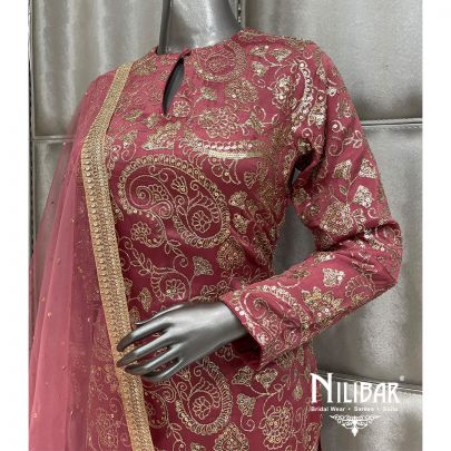 Gajri Pink Chinnaun Silk Pant Suit