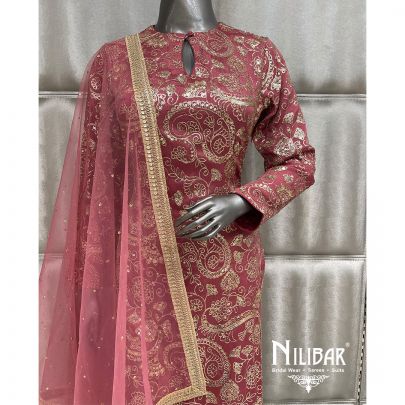 Gajri Pink Chinnaun Silk Pant Suit
