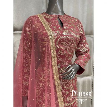 Gajri Pink Chinnaun Silk Pant Suit