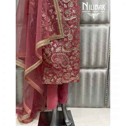 Gajri Pink Chinnaun Silk Pant Suit