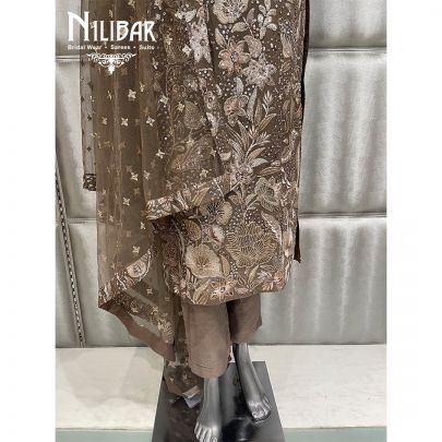 Mouse Color Georgette Silk Pant Suit