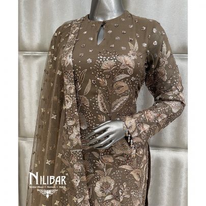 Mouse Color Georgette Silk Pant Suit