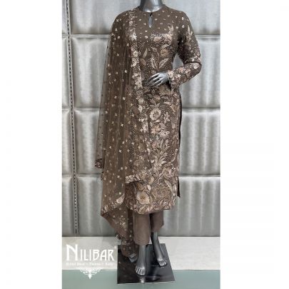 Mouse Color Georgette Silk Pant Suit