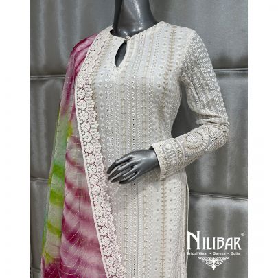 White Georgette Silk Pant Suit
