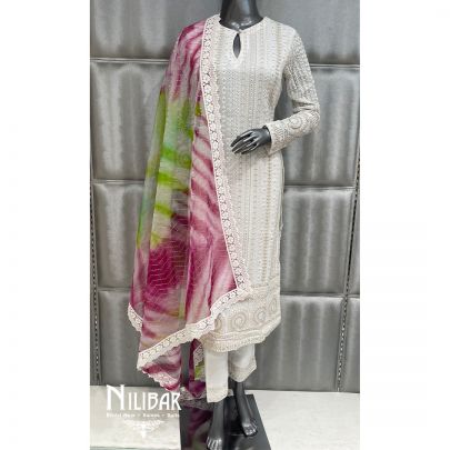 White Georgette Silk Pant Suit