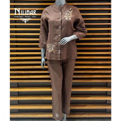 Brown Cotton Co-ord Set