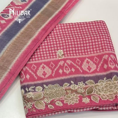 Pink Maheshwari Silk Unstitched Suit