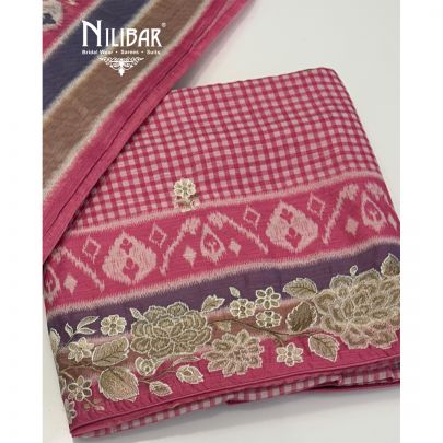 Pink Maheshwari Silk Unstitched Suit