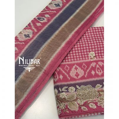 Pink Maheshwari Silk Unstitched Suit