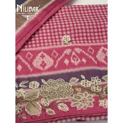 Pink Maheshwari Silk Unstitched Suit