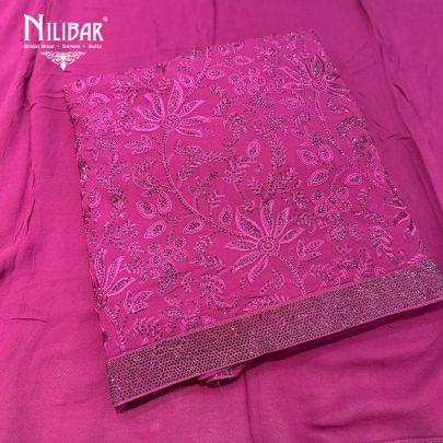 Magenta Georgette Shirt & Dupatta Paired With Crepe Bottom