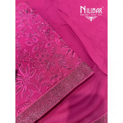 Magenta Georgette Shirt & Dupatta Paired With Crepe Bottom