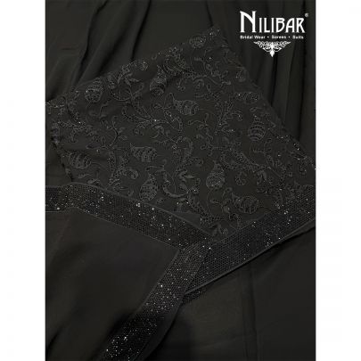Black Georgette Shirt & Dupatta Paired With Crepe Bottom