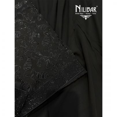 Black Georgette Shirt & Dupatta Paired With Crepe Bottom