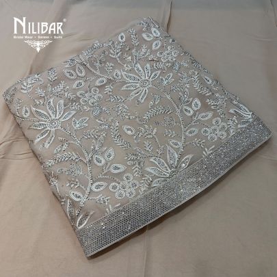 Beige Georgette Shirt & Dupatta Paired With Crepe Bottom