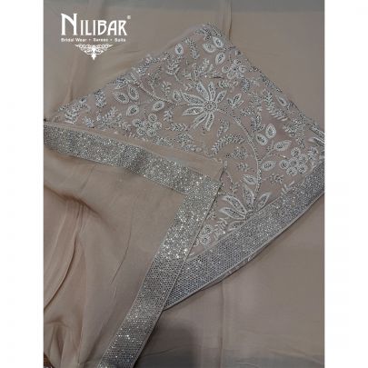 Beige Georgette Shirt & Dupatta Paired With Crepe Bottom