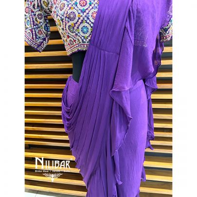 Purple Chinon Draped Saree