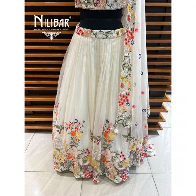Cream Organza Lehenga