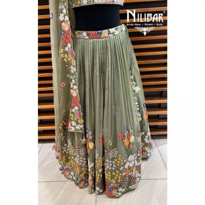 Green Organza Lehenga