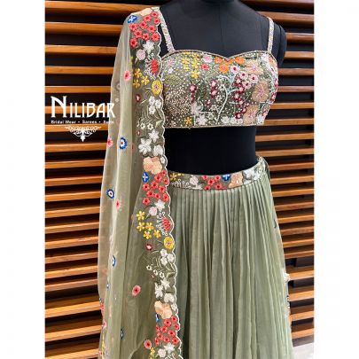 Green Organza Lehenga