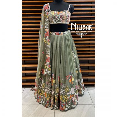 Green Organza Lehenga