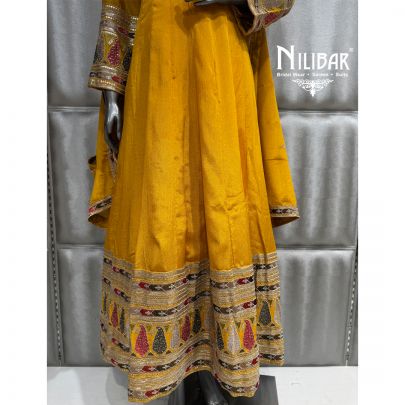 Yellow Long Chinnon Anarkali Suit Paired With Dupatta