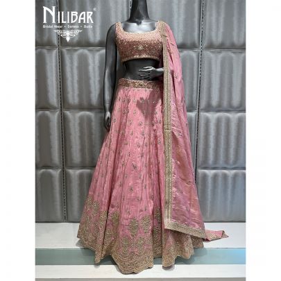 Pink Lame Embroidered Lehenga