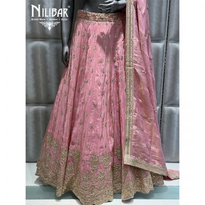 Pink Lame Embroidered Lehenga
