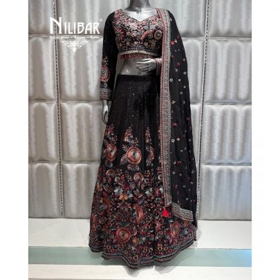 Black Georgette Embroidered Lehenga