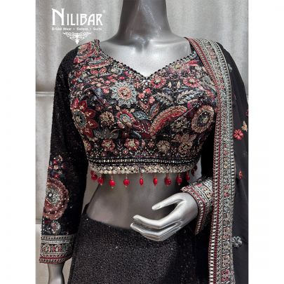 Black Georgette Embroidered Lehenga