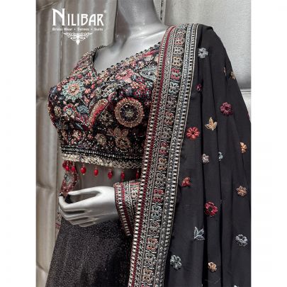 Black Georgette Embroidered Lehenga