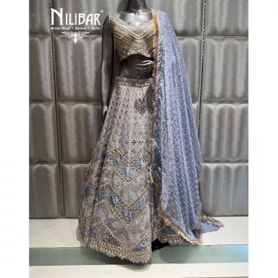 Lilac Lame Embroidered Lehenga