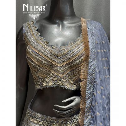 Lilac Lame Embroidered Lehenga