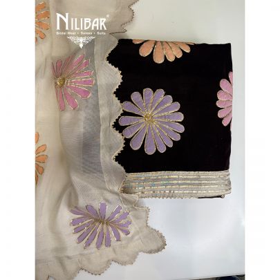 Black Velvet Embroidered Unstitched Suit