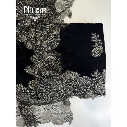 Black Velvet Embroidered Unstitched Suit