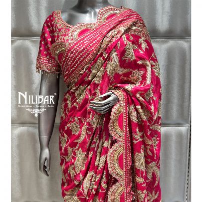 Rani Pink Crepe Saree